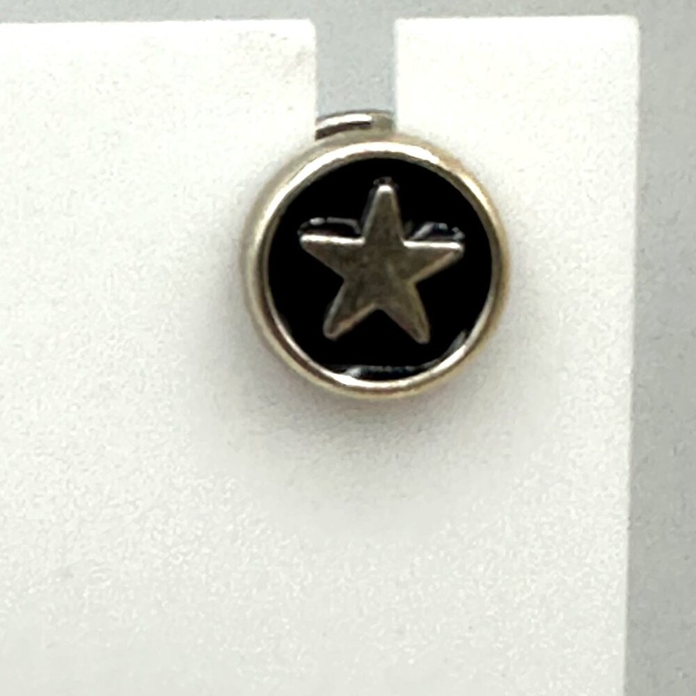 Star Emblem Silver Black Lapel Pin Back Brooch Costume Jewelry